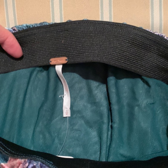 FREE PEOPLE VELVET SARONG STYLE MIDI SKIRT FLORAL MOTIF DARK GREEN KNIT LINED S - Picture 6 of 10